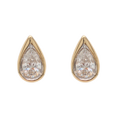 14K Yellow Gold Pear Shaped Diamond Stud Earrings .65CTW